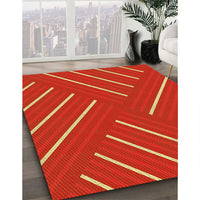 Patterned Bright Orange Rug, pat1502yw