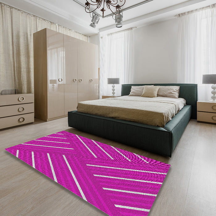 Patterned Violet Purple Novelty Rug in a Bedroom, pat1502
