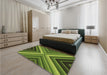 Patterned Pistachio Green Rug in a Bedroom, pat1503brn