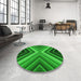 Round Patterned Green Rug in a Office, pat1503grn