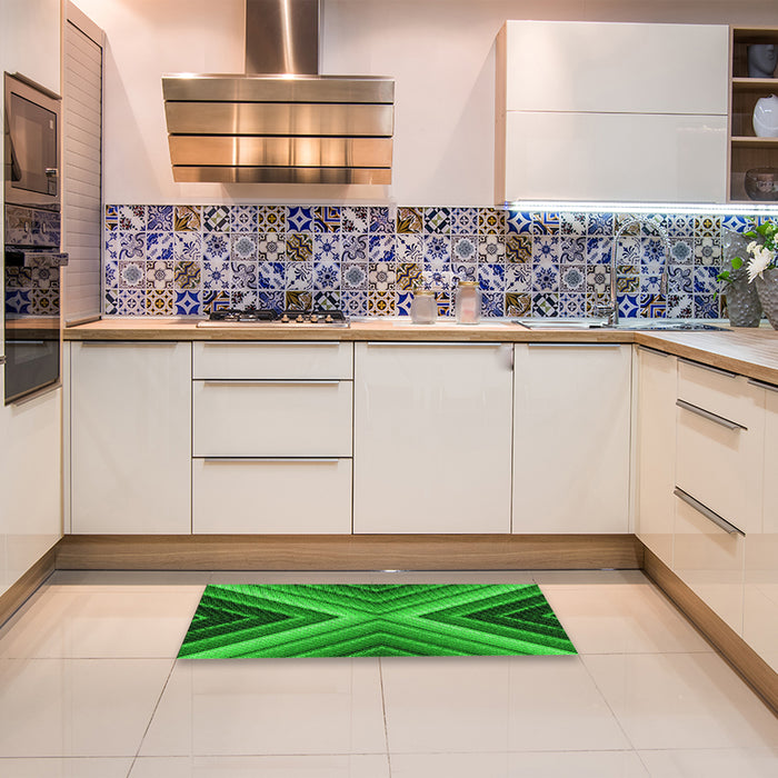 Patterned Green Rug in a Kitchen, pat1503grn