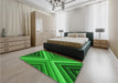 Patterned Green Rug in a Bedroom, pat1503grn