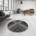 Round Patterned Gray Rug in a Office, pat1503gry