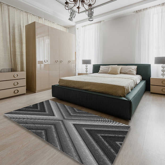 Round Machine Washable Transitional Gray Rug in a Office, wshpat1503gry