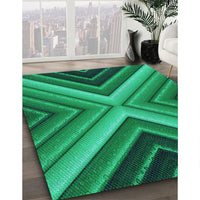 Patterned Spring Green Rug, pat1503lblu