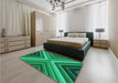 Patterned Spring Green Rug in a Bedroom, pat1503lblu