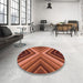 Round Patterned Bright Orange Rug in a Office, pat1503rd