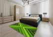 Patterned Green Rug in a Bedroom, pat1503yw