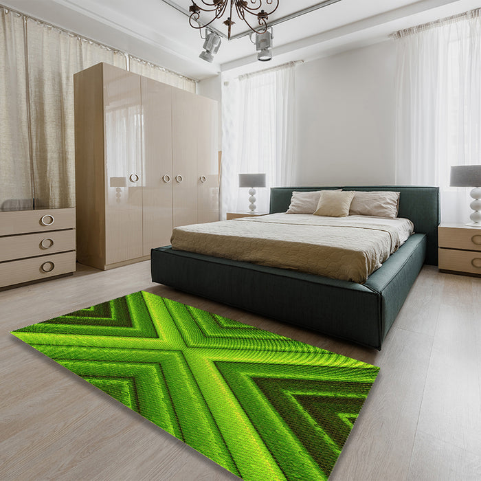 Patterned Green Rug in a Bedroom, pat1503yw
