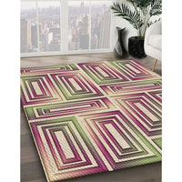 Patterned Cherry Red Rug, pat1504brn