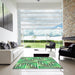 Machine Washable Transitional Green Rug in a Kitchen, wshpat1504grn