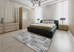 Patterned Platinum Silver Gray Rug in a Bedroom, pat1504gry