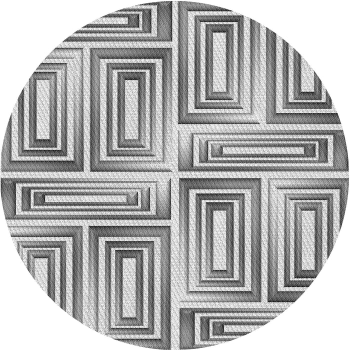 Square Patterned Platinum Silver Gray Rug, pat1504gry