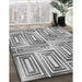 Machine Washable Transitional Platinum Silver Gray Rug in a Family Room, wshpat1504gry