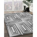 Patterned Platinum Silver Gray Rug in Family Room, pat1504gry