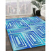 Patterned Blue Rug in Family Room, pat1504lblu