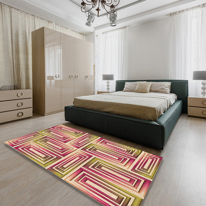 Patterned Red Rug in a Bedroom, pat1504org