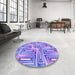 Round Patterned Mauve Purple Rug in a Office, pat1504pur