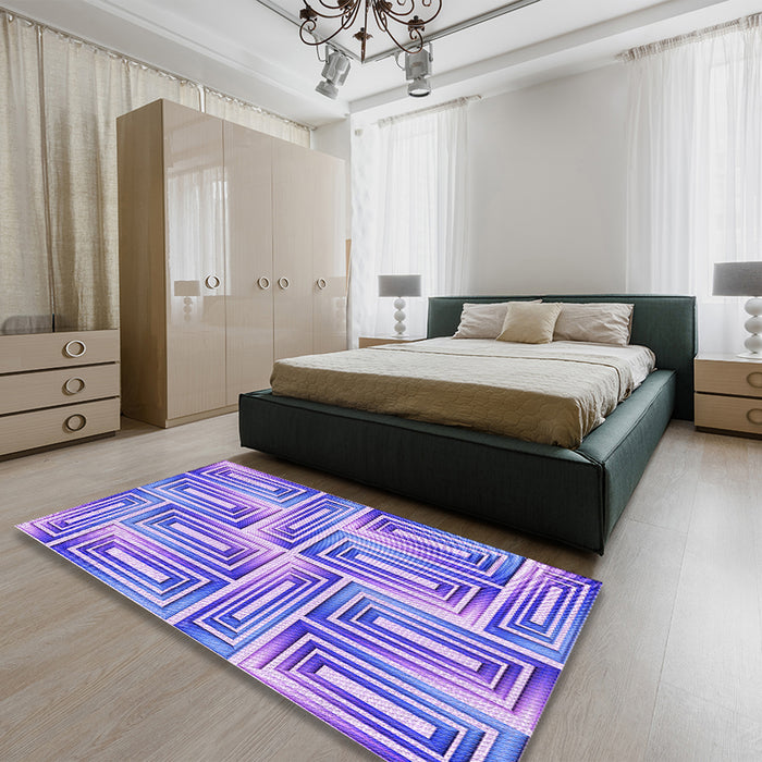 Patterned Mauve Purple Rug in a Bedroom, pat1504pur