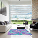 Square Patterned Purple Modern Rug in a Living Room, pat1504