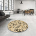 Round Patterned Brown Rug in a Office, pat1505brn