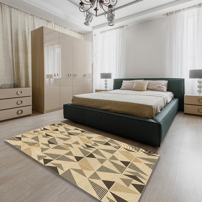 Patterned Brown Rug in a Bedroom, pat1505brn