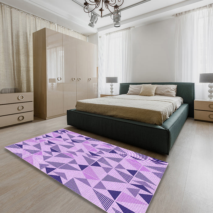 Patterned Blossom Pink Rug in a Bedroom, pat1505pur