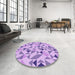 Round Patterned Blossom Pink Rug in a Office, pat1505pur