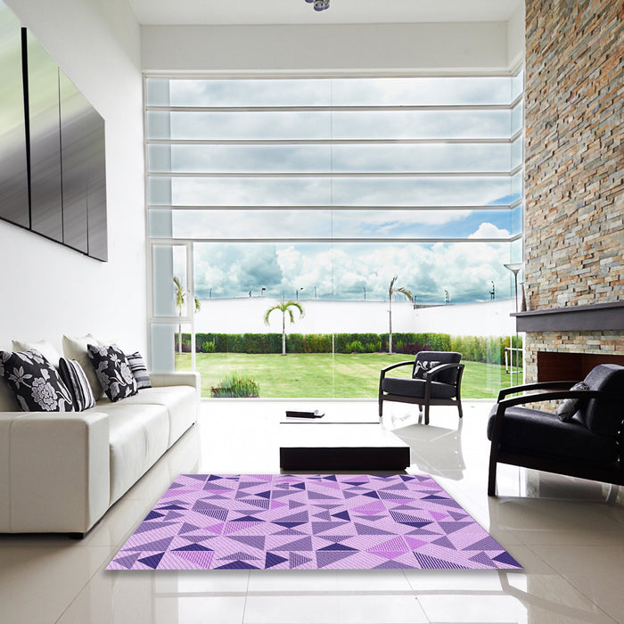 Square Patterned Blossom Pink Rug in a Living Room, pat1505pur