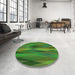 Round Patterned Apple Green Rug in a Office, pat1506grn