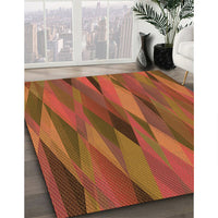 Patterned Tomato Red Rug, pat1506org