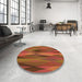 Round Patterned Tomato Red Rug in a Office, pat1506org