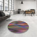 Round Machine Washable Transitional Rose Dust Purple Rug in a Office, wshpat1506