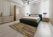 Patterned Dark Golden Brown Rug in a Bedroom, pat1507brn