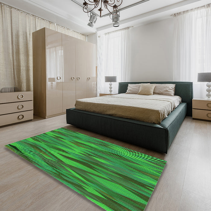 Patterned Forest Green Rug in a Bedroom, pat1507grn