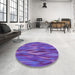 Round Patterned Purple Rug in a Office, pat1507pur