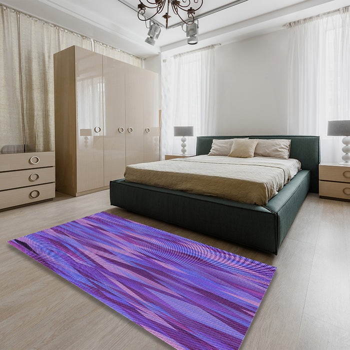 Round Machine Washable Transitional Purple Rug in a Office, wshpat1507pur