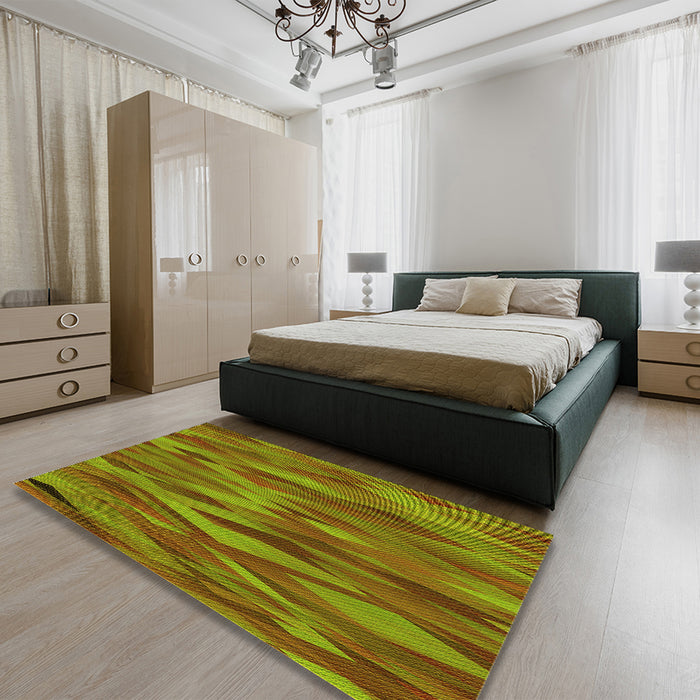 Round Machine Washable Transitional Pistachio Green Rug in a Office, wshpat1507yw