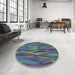 Round Machine Washable Transitional Purple Haze Purple Rug in a Office, wshpat1507