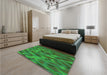 Patterned Neon Green Rug in a Bedroom, pat1508grn