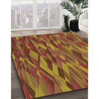 Patterned Tomato Red Rug, pat1508org