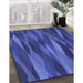 Machine Washable Transitional Sapphire Blue Rug in a Family Room, wshpat1509blu