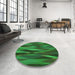 Round Patterned Deep Emerald Green Rug in a Office, pat1509grn