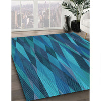 Patterned Deep Sky Blue Rug, pat1509lblu