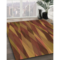 Patterned Saffron Red Rug, pat1509org