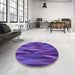 Round Patterned Purple Rug in a Office, pat1509pur