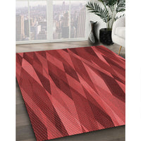 Patterned Tomato Red Rug, pat1509rd