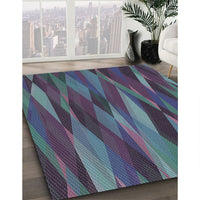 Patterned Dark Slate Blue Novelty Rug, pat1509