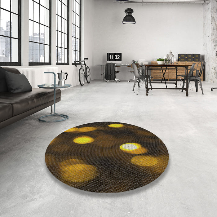 Round Patterned Brown Novelty Rug in a Office, pat150