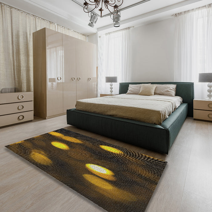 Patterned Brown Novelty Rug in a Bedroom, pat150